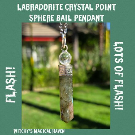 Labradorite Point Crystal Spere Bail Pendant