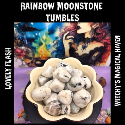 Rainbow Moonstone Gemstone Tumbled Pieces