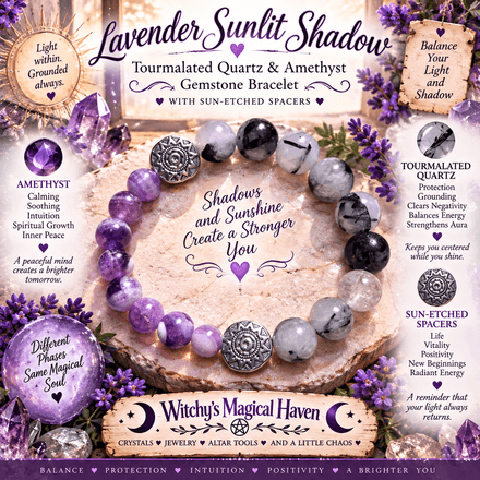 Lavender Sunlit Shadow, Tourmalated Quartz &amp; Amethyst Bracelet
