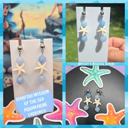 Starfish Wisdom of the Sea Aquamarine Earrings