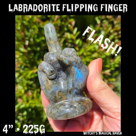 Labradorite Gemstone Hand-carved F*ck It Finger Hand