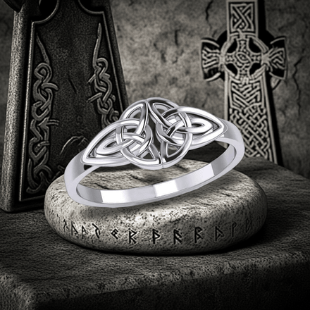 Celtic Endless Knotwork Sterling Silver Ring, size 8, 9