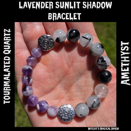 Lavender Sunlit Shadow, Tourmalated Quartz &amp; Amethyst Bracelet