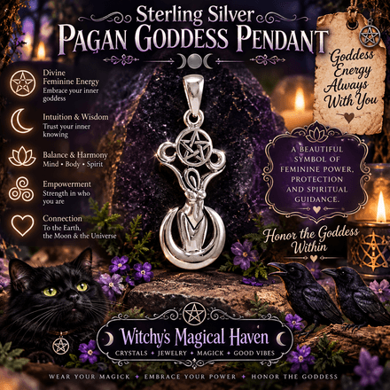 Pagan Goddess of the Spirits Crescent Moon Pentacle Pendant