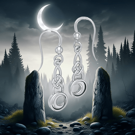 Celtic Knot Crescent Moon Sterling Silver Earrings