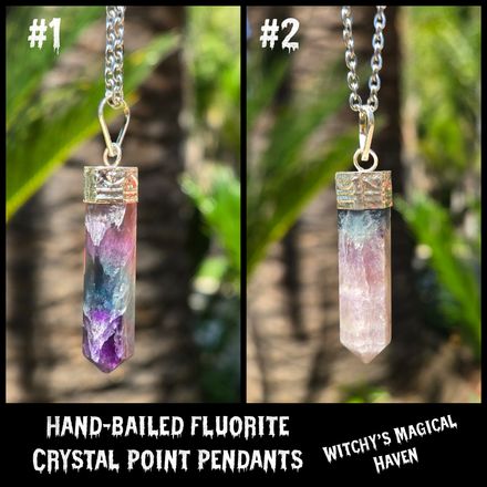 Hand-Bailed Fluorite Crystal Point Pendants 