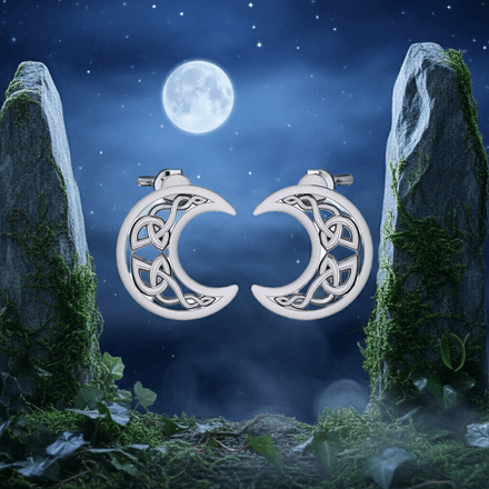 Hollow Celtic Knotwork Crescent Moon Sterling Silver Earrings