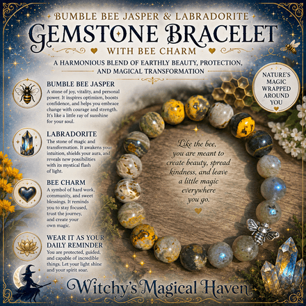 Bumble Bee Jasper &amp; Labradorite Gemstone Bracelet with Bee Charm