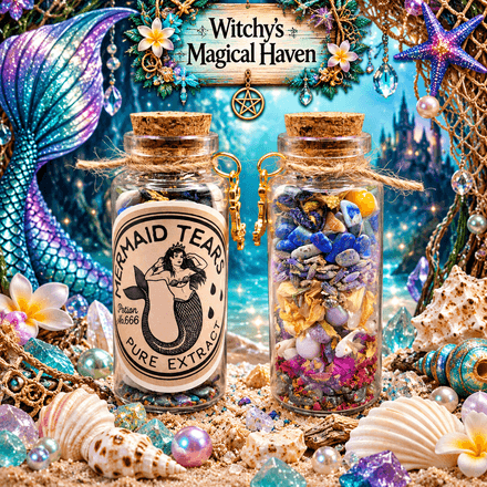 Mermaid Tears Magical Crystal &amp; Herb Potion Bottle 