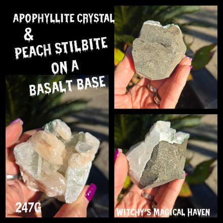 Apophyllite with Peach Stilbite Crystal Cluster