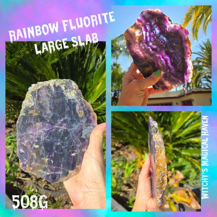 Rainbow Fluorite Large Crystal Slab