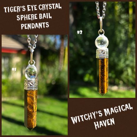 Tiger's Eye Crystal Point Sphere Bail Pendant