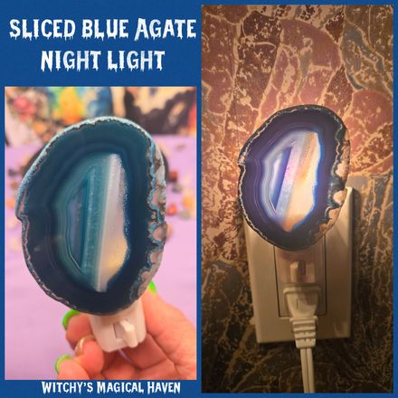 Blue Brazilian Sliced Agate Gemstone Night Light