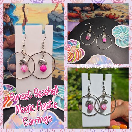 Sunset Seashell Magic Agate Earrings