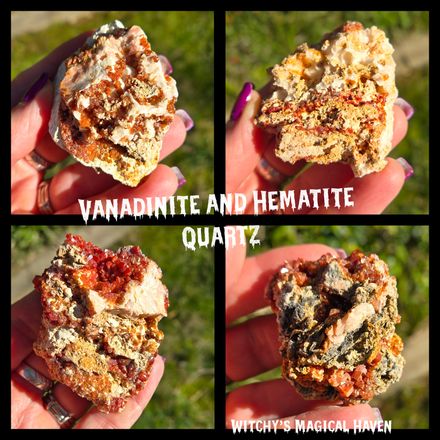 Vanadinite and Hematite Quartz Pieces