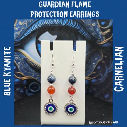 Guardian Flame Protection Kyanite and Carnelian Earrings