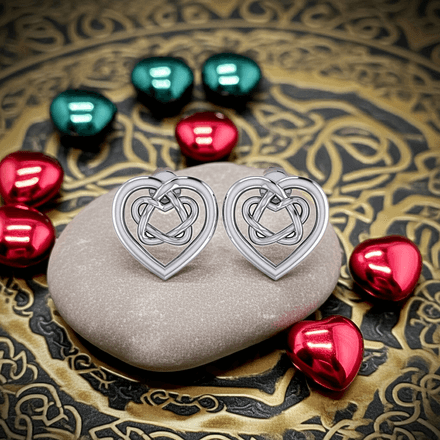 Celtic Knotwork Heart Post Sterling Silver Earrings