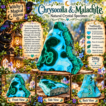 Chrysocolla &amp; Malachite Crystal — 298g Polished Display Specimen