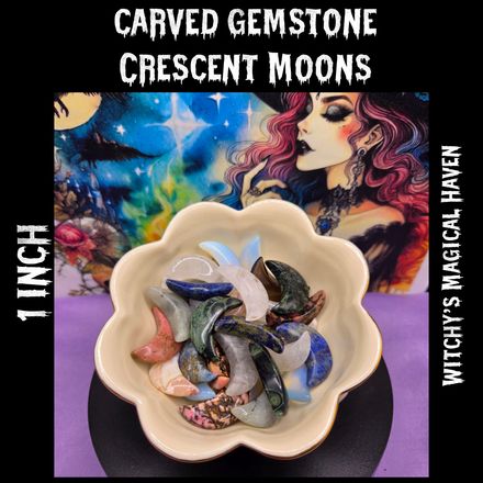 Hand Carved Gemstone Crescent Mini Moons