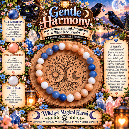 Gentle Harmony, Blue &amp; Pink Aventurine, White Jade Bracelet