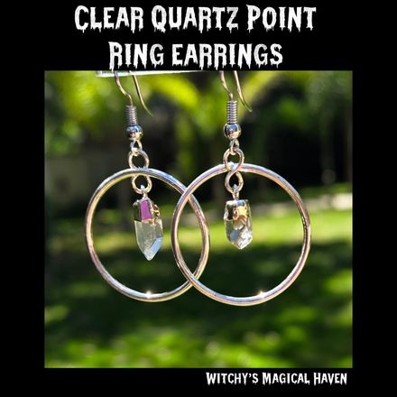 Clear Quartz Crystal Circle Earrings