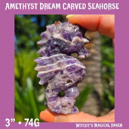 Amethyst Dream Hand Carved Gemstone Seahorse