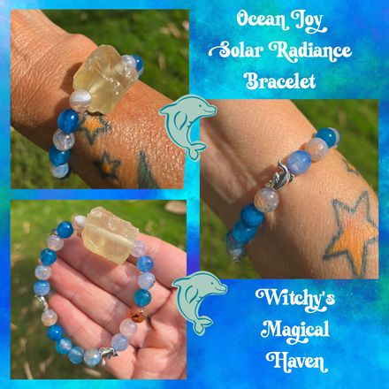 Ocean Joy and Solar Radiance Fire Agate Bracelet