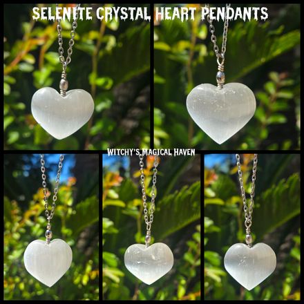 Selenite Crystal Heart Pendants