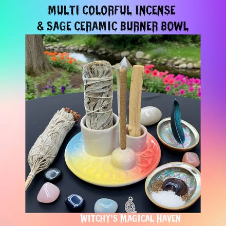 Colorful Ceramic Sage, Incense and Palo Santo Burner
