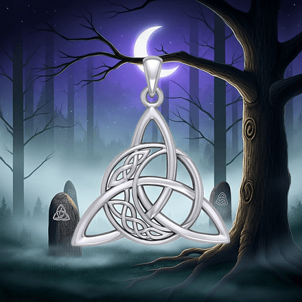 Triquetra and Celtic Moon Sterling Silver Pendant