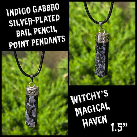 Indigo Gabbro Pencil Point Silver Plated Bail Pendant