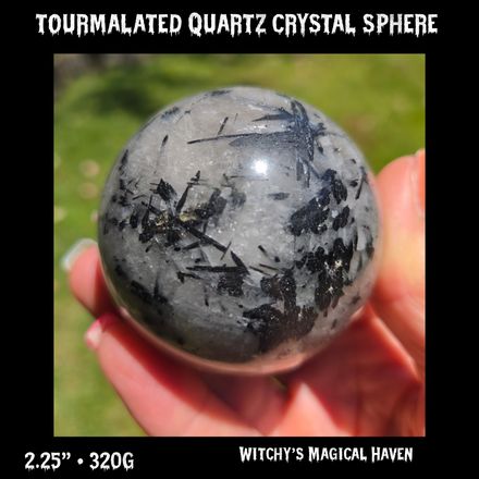 Tourmalated Quarts Crystal Sphere