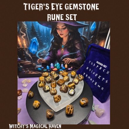 Tiger&#x27;s Eye Gemstone Rune Set