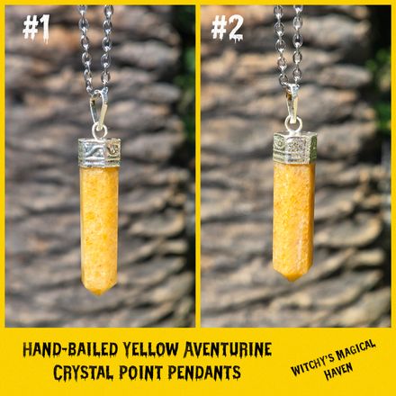 Hand-Bailed Yellow Aventurine Crystal Point Pendants