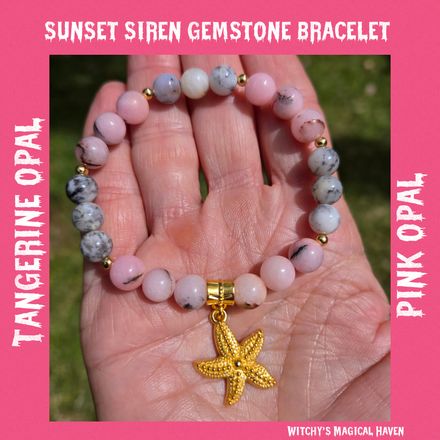 Sunset Siren Tangerine Opal, Pink Opal Starfish Bracelet