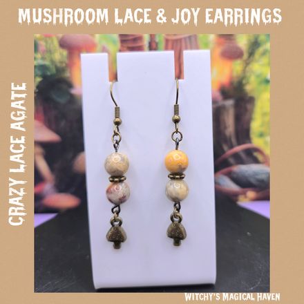 Mushroom Lace &amp; Joy Crazy Lace Agate Earrings