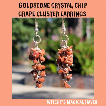 Red Goldstone Crystal Chip Grape Cluster Earrings