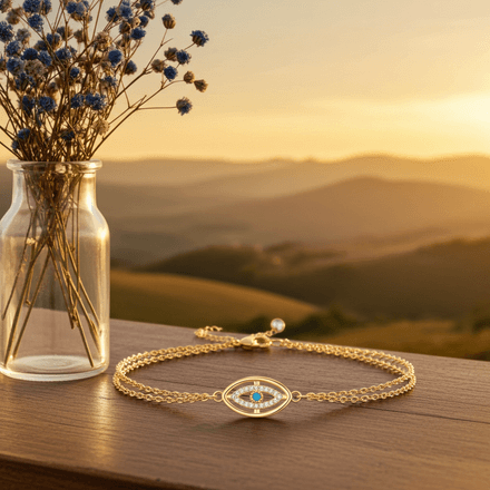 Evil Eye 18k Gold Plated Stainless Steel Cubic Zirconia Bracelet