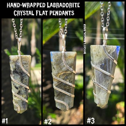 Hand-Wrapped Labradorite Crystal Flat Pendants