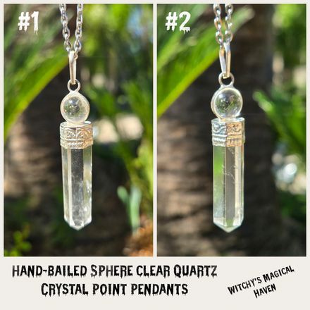 Hand-Bailed Sphere Clear Quartz Crystal Quartz Point Pendants