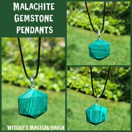 Malachite Hexagon Tumbled Polished Crystal Pendants