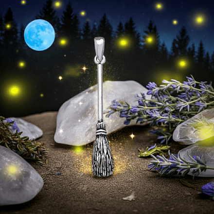 Witch Broom Sterling Silver Pendant