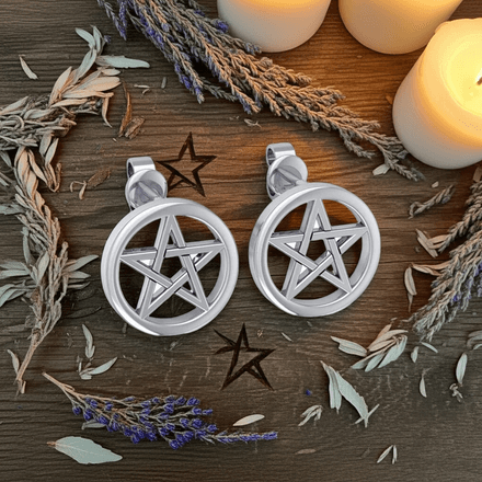 Pentacle Sterling Silver Stud Earrings