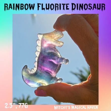 Rainbow Fluorite Hand Carved Dinosaur