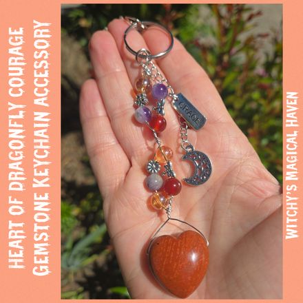 Heart of Dragonfly Courage Gemstone Keychain Accessory