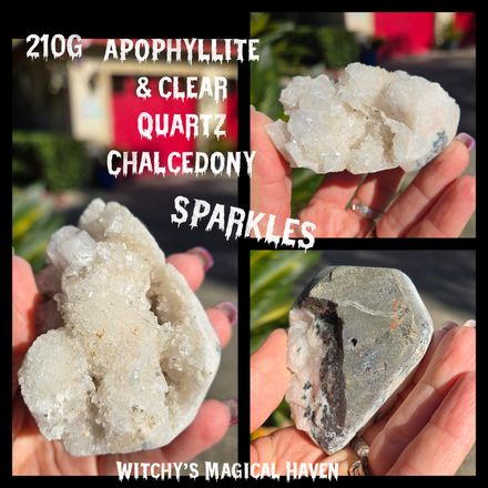 Apophyllite Clear Chalcedony Cluster