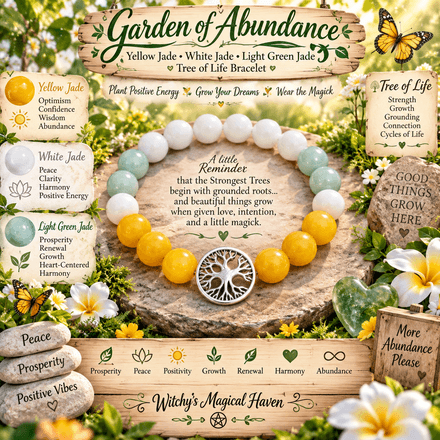 Garden of Abundance, Yellow, White &amp; Light Green Jade Tree of Life Bracelet