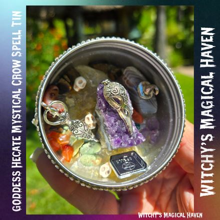 Goddess Hecate Mystical Crow Spell Tin