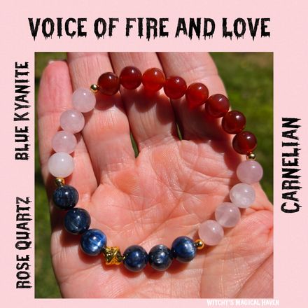 Voice of Fire and Love Blue Kyanite, Carnelian &amp; Rose Quartz Bracelet