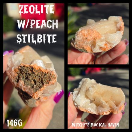 Zeolite with Peach Stilbite Crystal Specimen